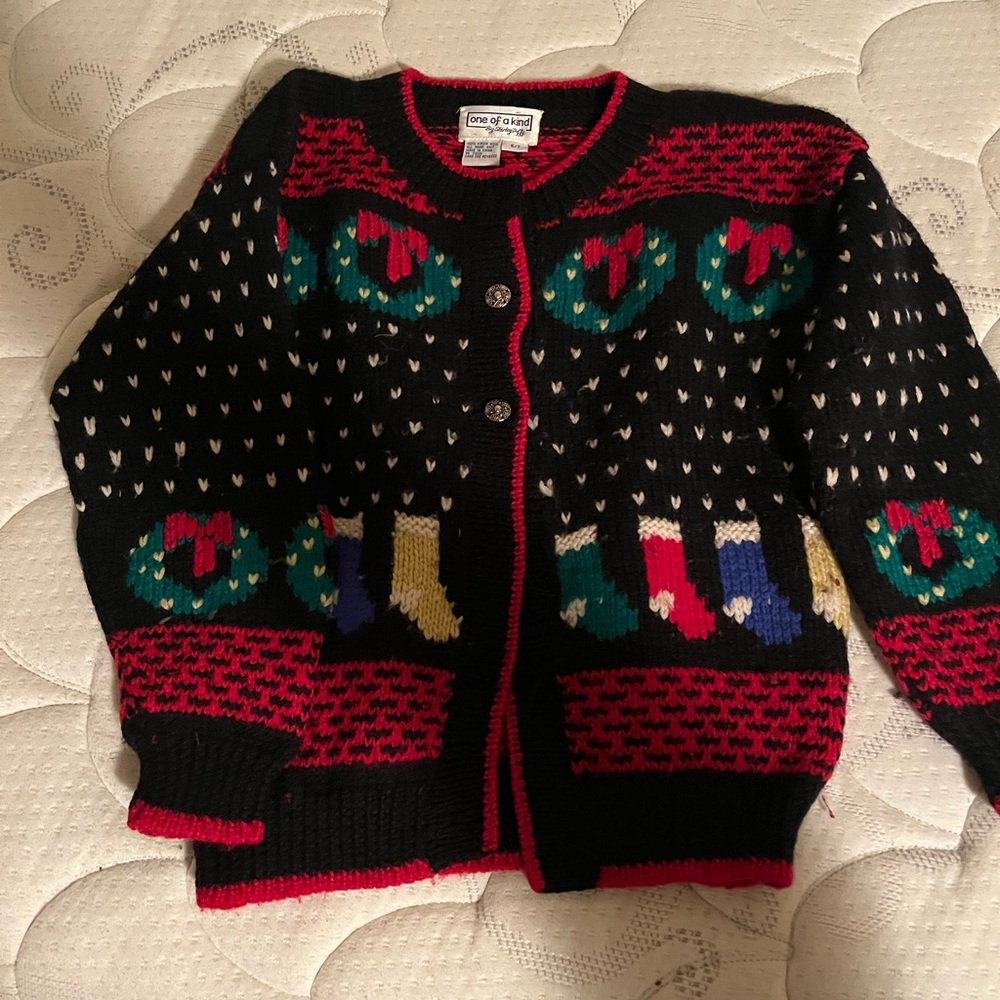 One of a kind knit Kids Christmas cardigan Sweater